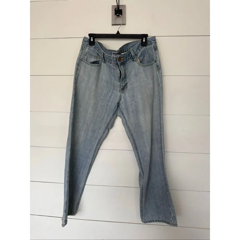 Vintage Old Navy Women’s 16 Light Wash 100% Cotton Low Waist Jeans Y2K 2000s